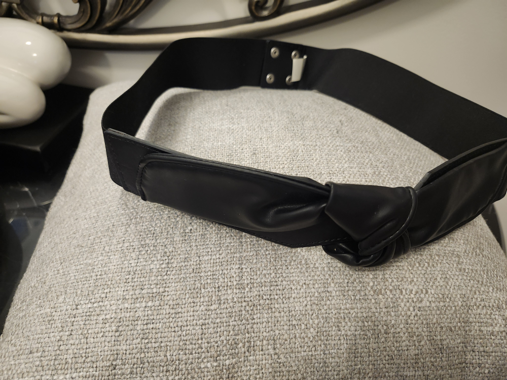 Black Faux Leather Knotted Belt