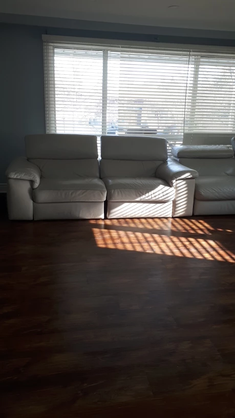 Large off-white leather sectional sofa - photo 2