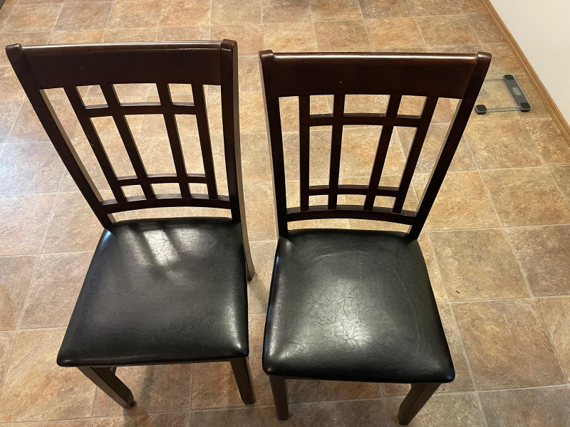 Dark Brown Wood Dining Table Set with 4 Chairs