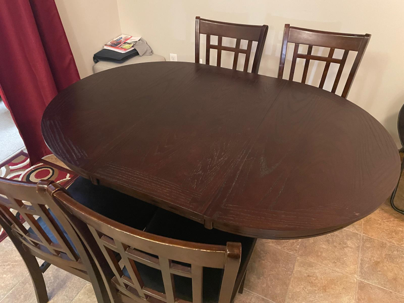 Dark Brown Wood Dining Table Set with 4 Chairs - photo 5