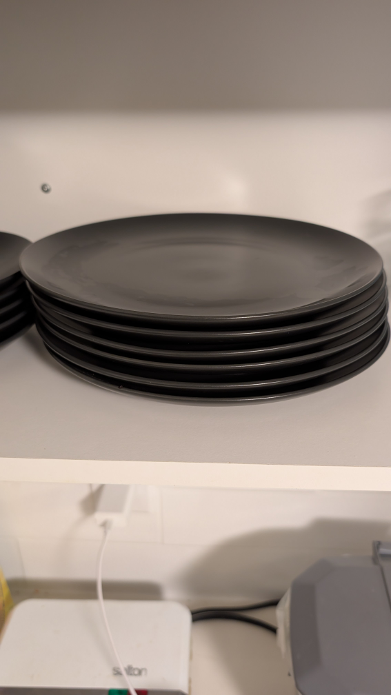Set of Black Dinner Plates and Bowls