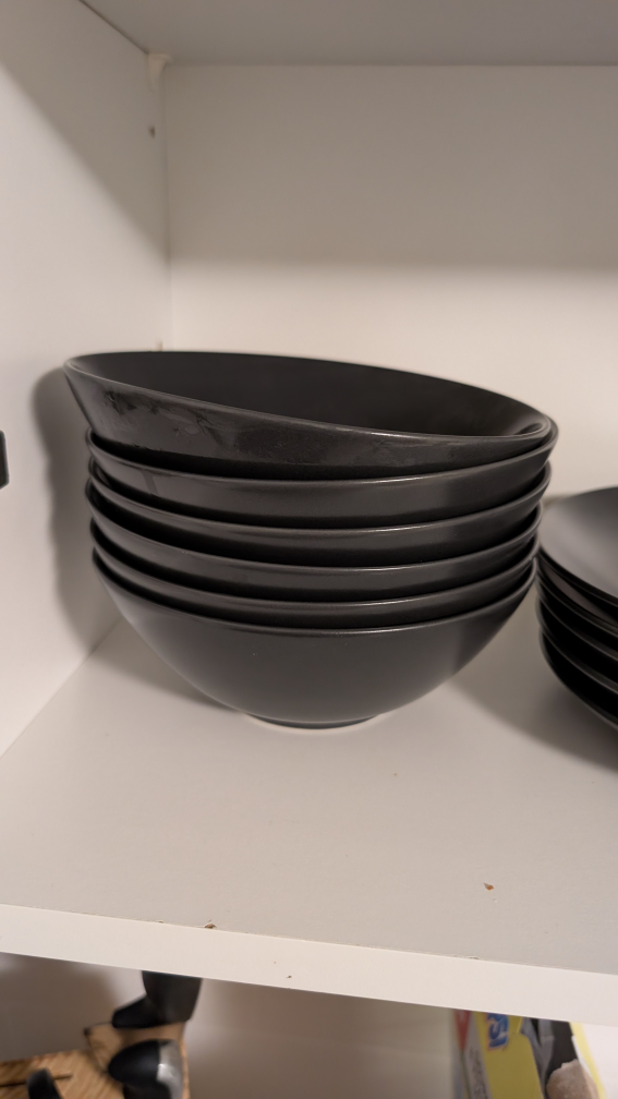Set of Black Dinner Plates and Bowls - photo 2