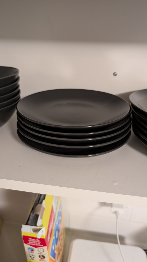 Set of Black Dinner Plates and Bowls - photo 3