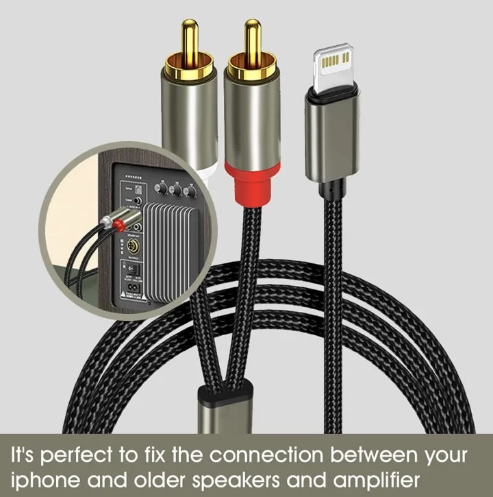iPhone Lightning to RCA Audio Cable - Connect to Amplifiers image indicator(2)