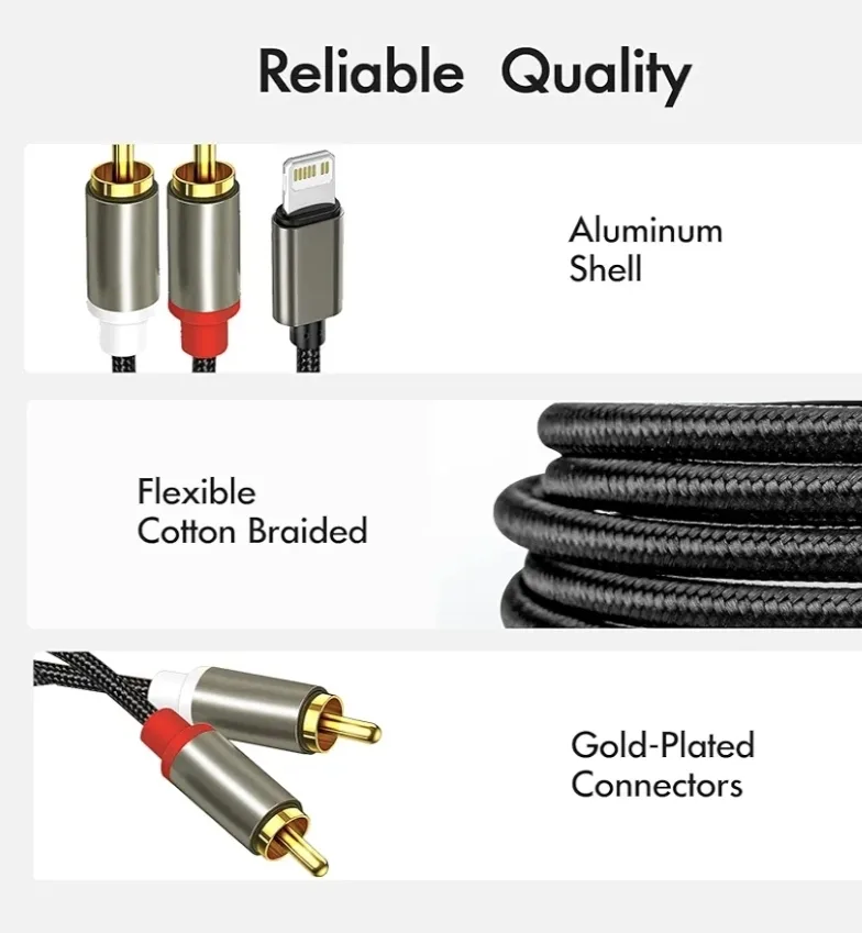 iPhone Lightning to RCA Audio Cable - Connect to Amplifiers image indicator(3)