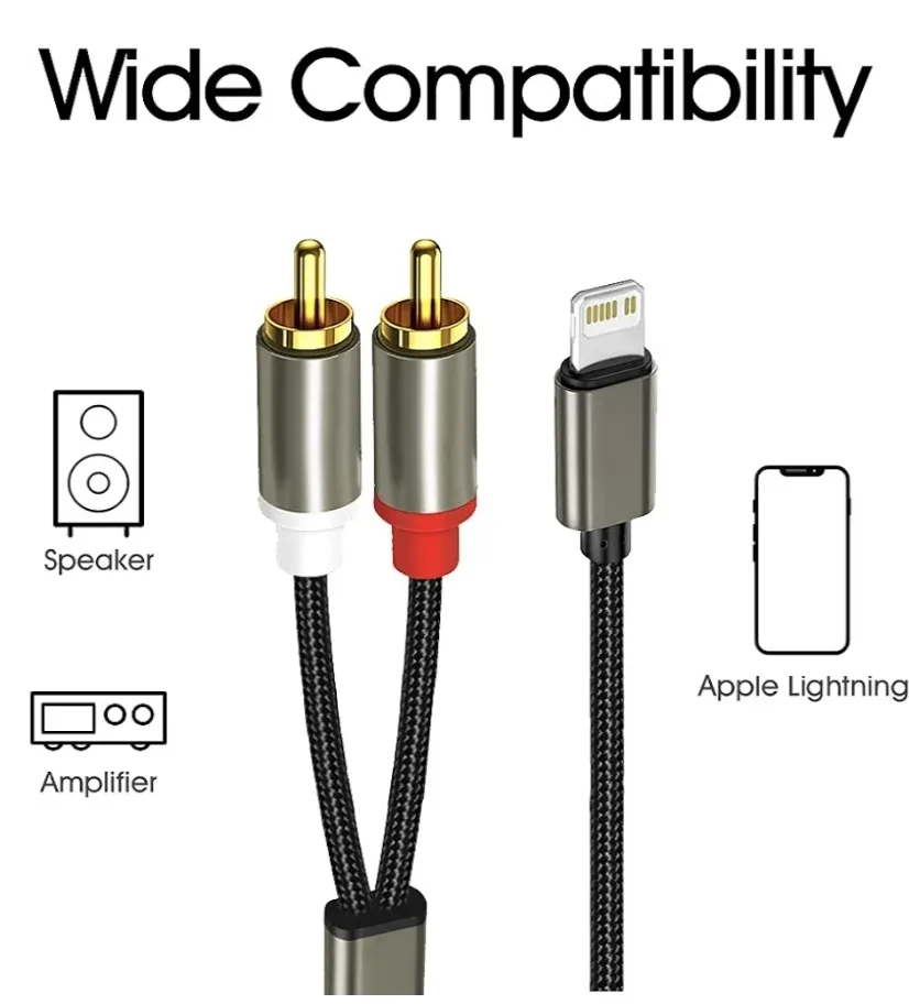 iPhone Lightning to RCA Audio Cable - Connect to Amplifiers image indicator(4)