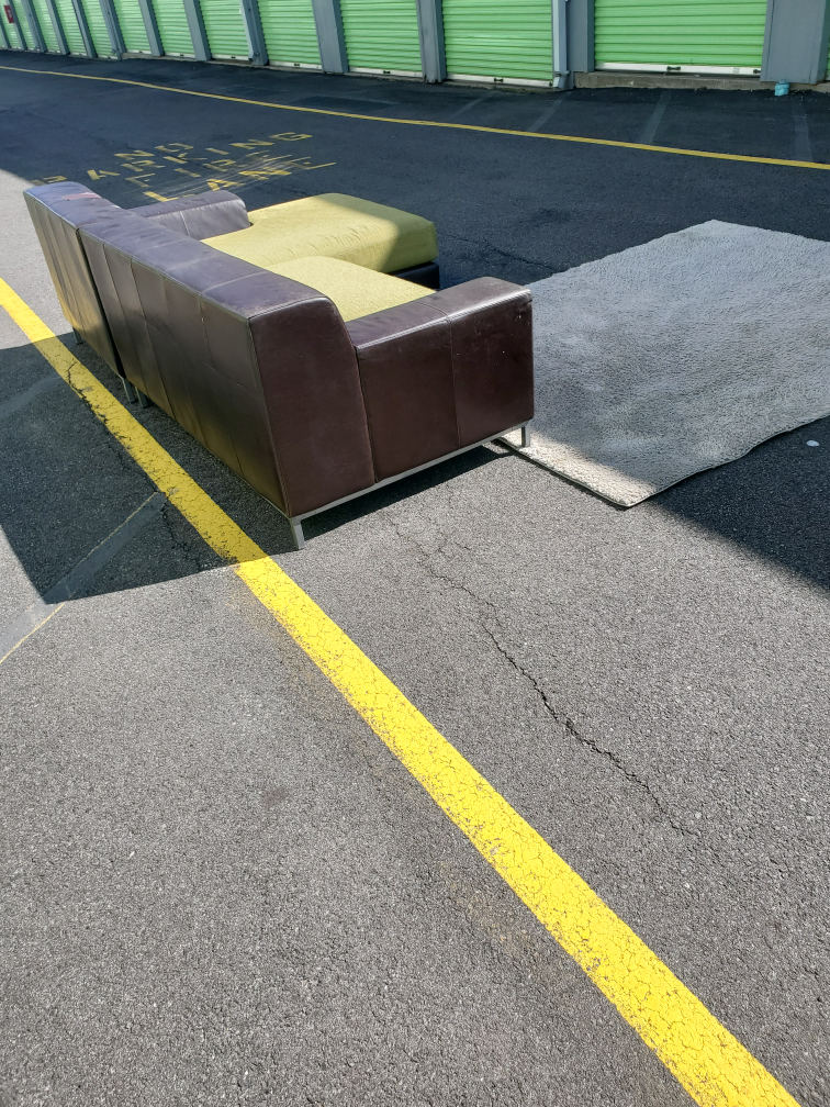 (FREE) L-Shaped Sectional Sofa - Brown and Green - photo 5