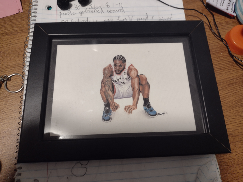 Framed Kawhi Leonard Toronto Raptors Watercolor Artwork