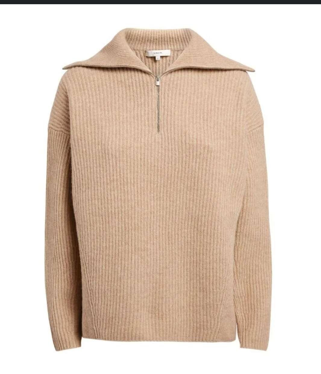 Vince Ribbed Wool-Cashmere Half-Zip Pullover - XS