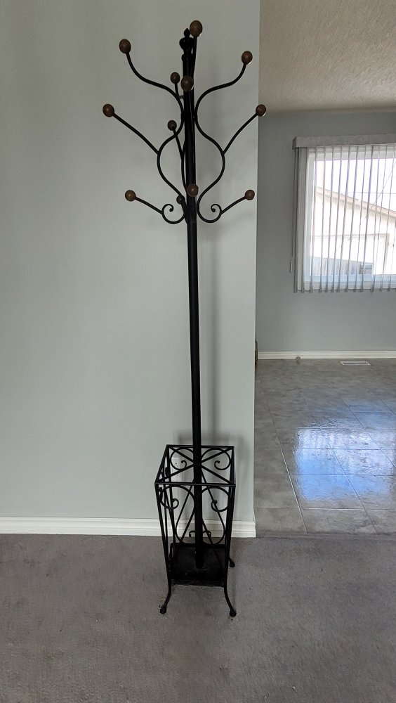 Black Metal Coat Rack with Umbrella Stand