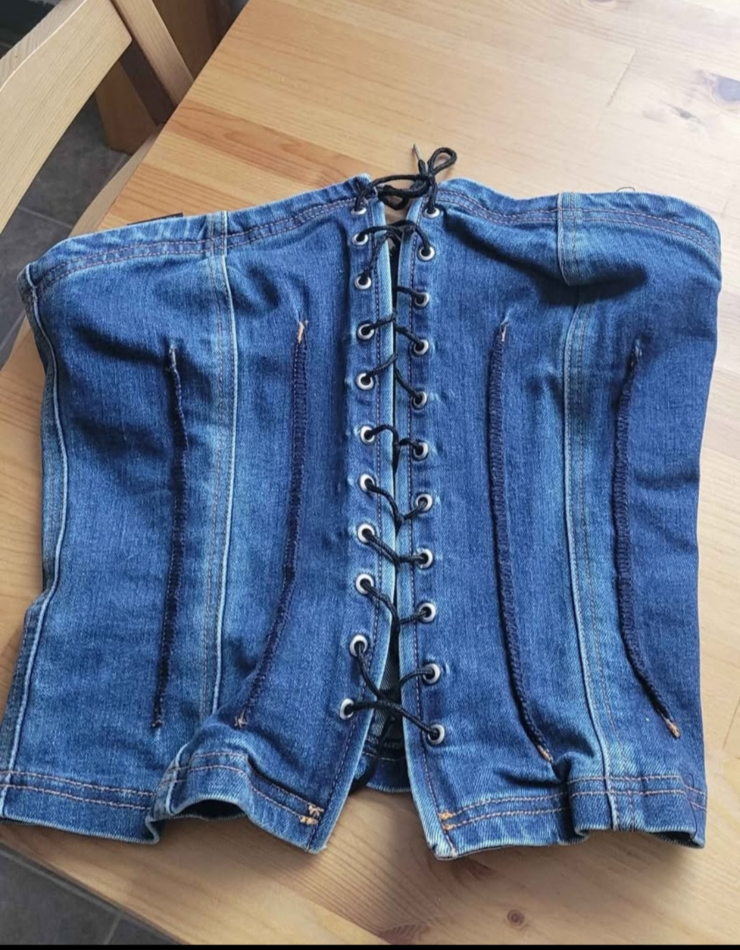 BEBE Denim Corset Top, Size Small