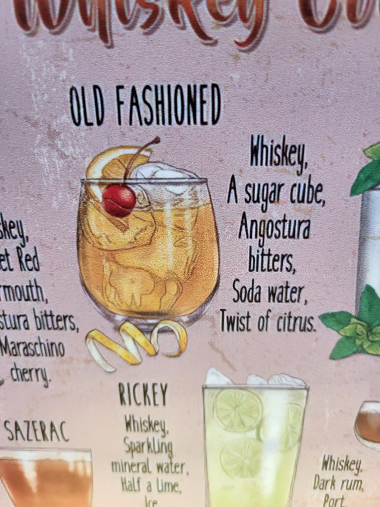 💚Classic Whiskey Cocktails Metal Sign - photo 3