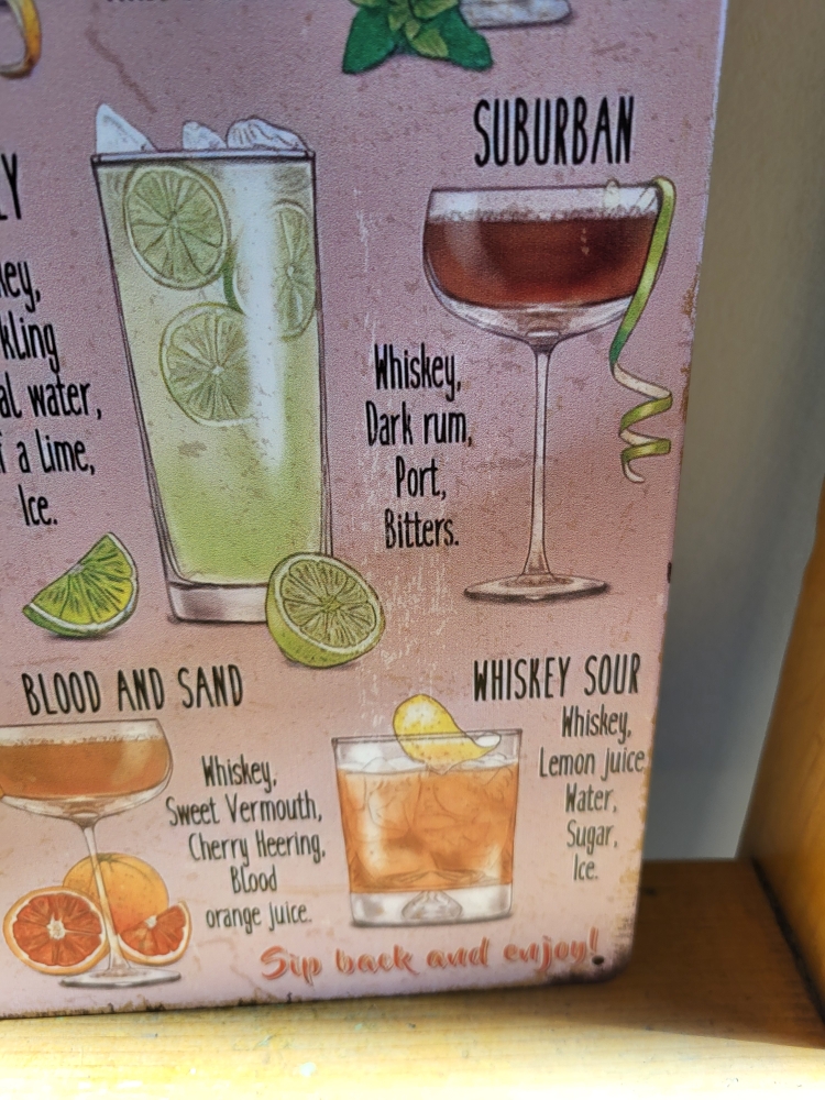 💚Classic Whiskey Cocktails Metal Sign - photo 5