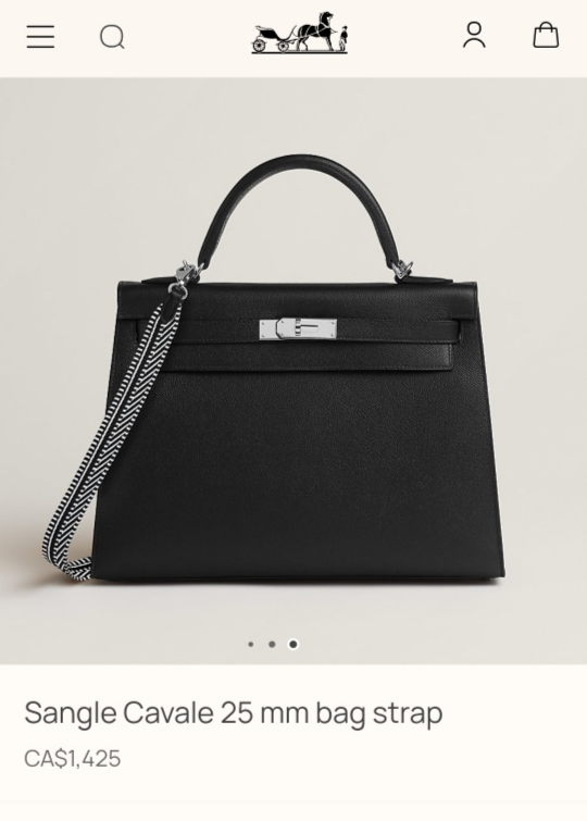 Hermès Sangle Cavale 25 mm Bag Strap - Black and White - photo 3