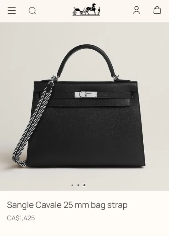 Hermès Sangle Cavale 25 mm Bag Strap - Black and White image indicator(3)