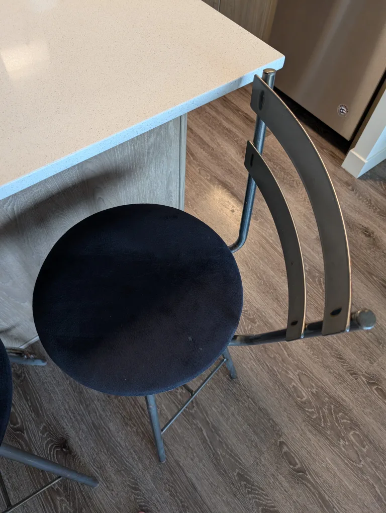 Pair of Modern Metal and Velvet Bar Stools image indicator(2)