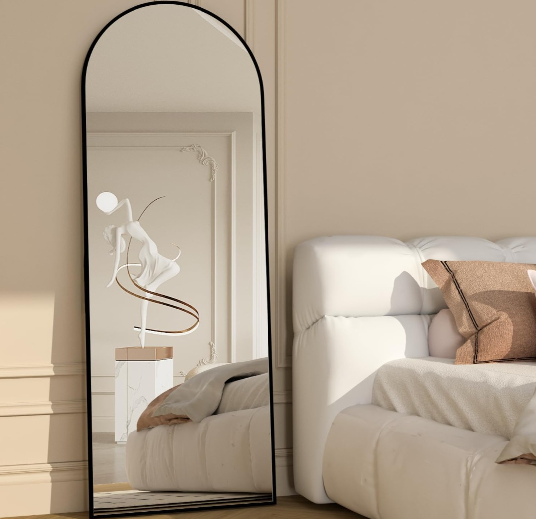 Full-Length Arch Mirror - Black Frame - photo 3