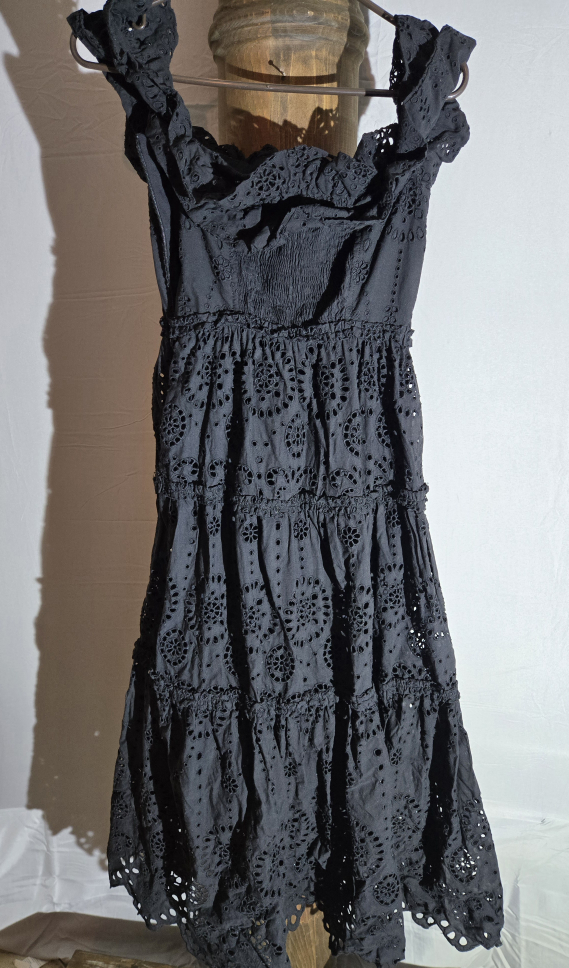 Black Eyelet Maxi Dress