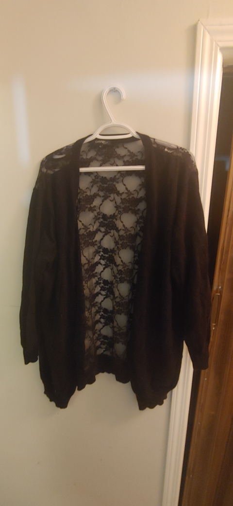 George Black Lace Cardigan Sweater - Size 4X
