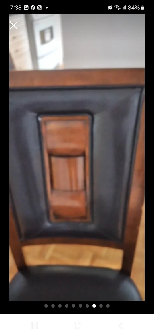 Dark Brown Wood Dining Table with Glass Top image indicator(9)