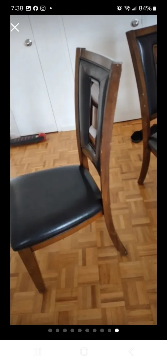 Dark Brown Wood Dining Table with Glass Top image indicator(10)