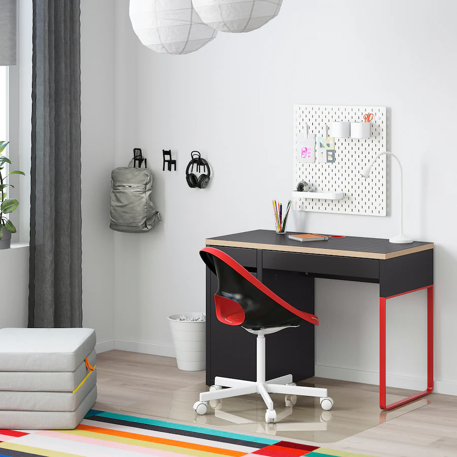 IKEA MICKE Desk with Red Legs - Black-Brown 💚 - photo 2