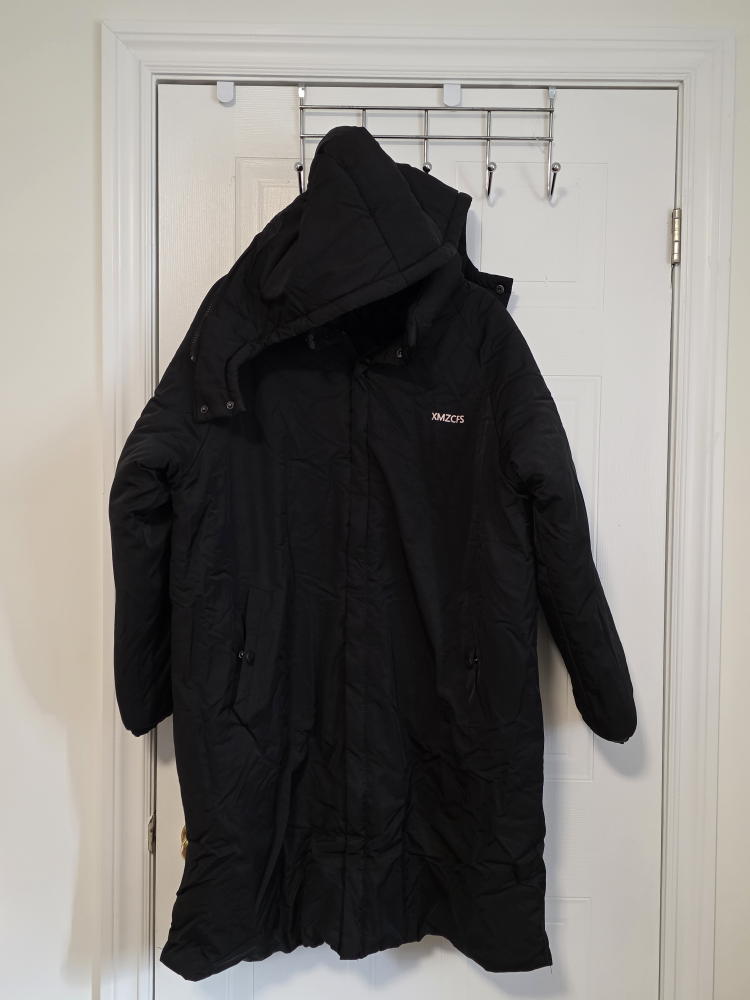 XMZCPS Black Long Puffer Jacket with Hood