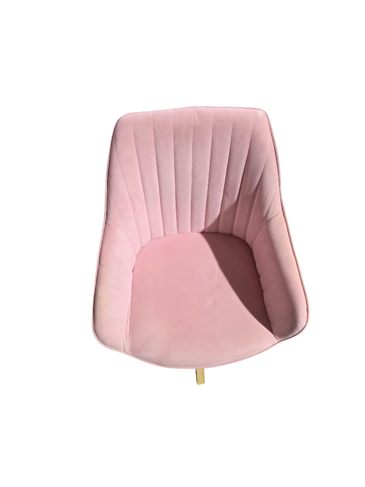 Pink Velvet Swivel Accent Chair with Wooden Legs - photo 4