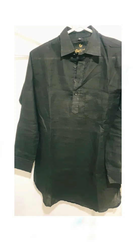 Men's Black Kurta Pajama Set - Size Medium image indicator(3)