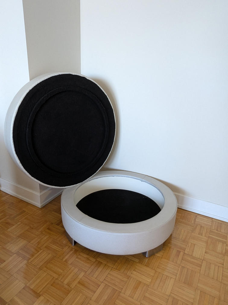 Round Storage Ottoman - Light Grey - photo 2