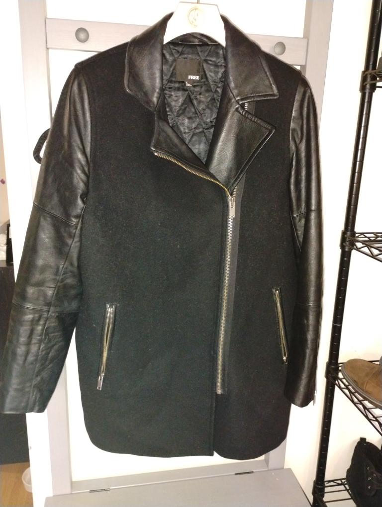 Wilfred Free Black Leather & Wool Jacket