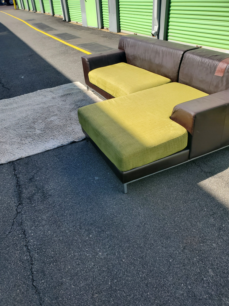 (FREE) L-Shaped Sectional Sofa - Brown and Green - photo 2