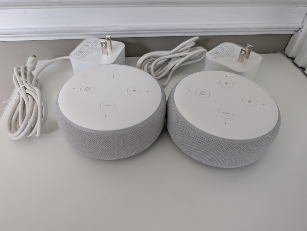 Pair of Amazon Echo Dot (3rd Gen) Smart Speakers - Glacier White