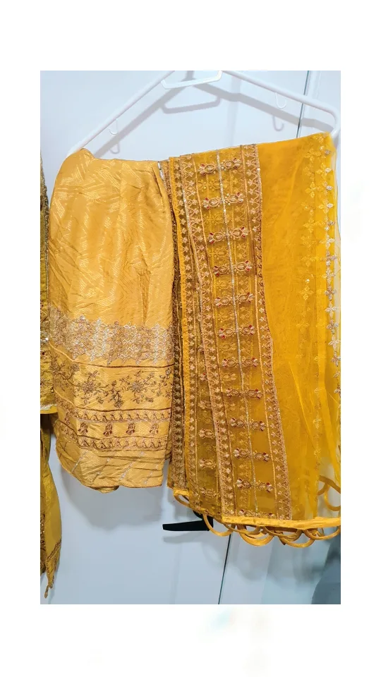 Gorgeous Mustard Yellow Pakistani Shalwar Kameez Suit image indicator(3)