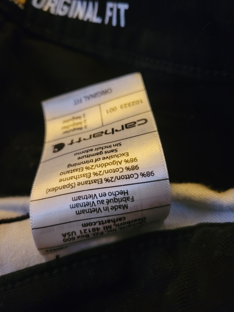 Carhartt Size 2 Black Work Pants