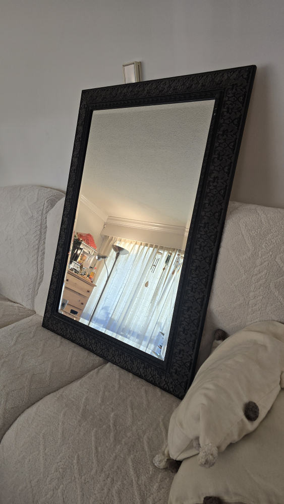 Large Ornate Black Framed Mirror
