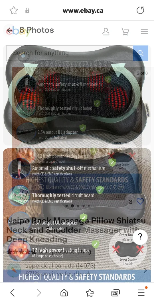 Naipo Shiatsu Neck & Shoulder Massager Pillow with Heat image indicator(2)