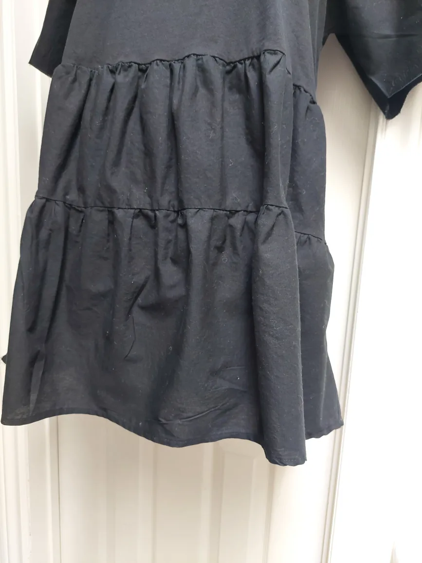 Zara Black Tiered Mini Dress Size L image indicator(5)