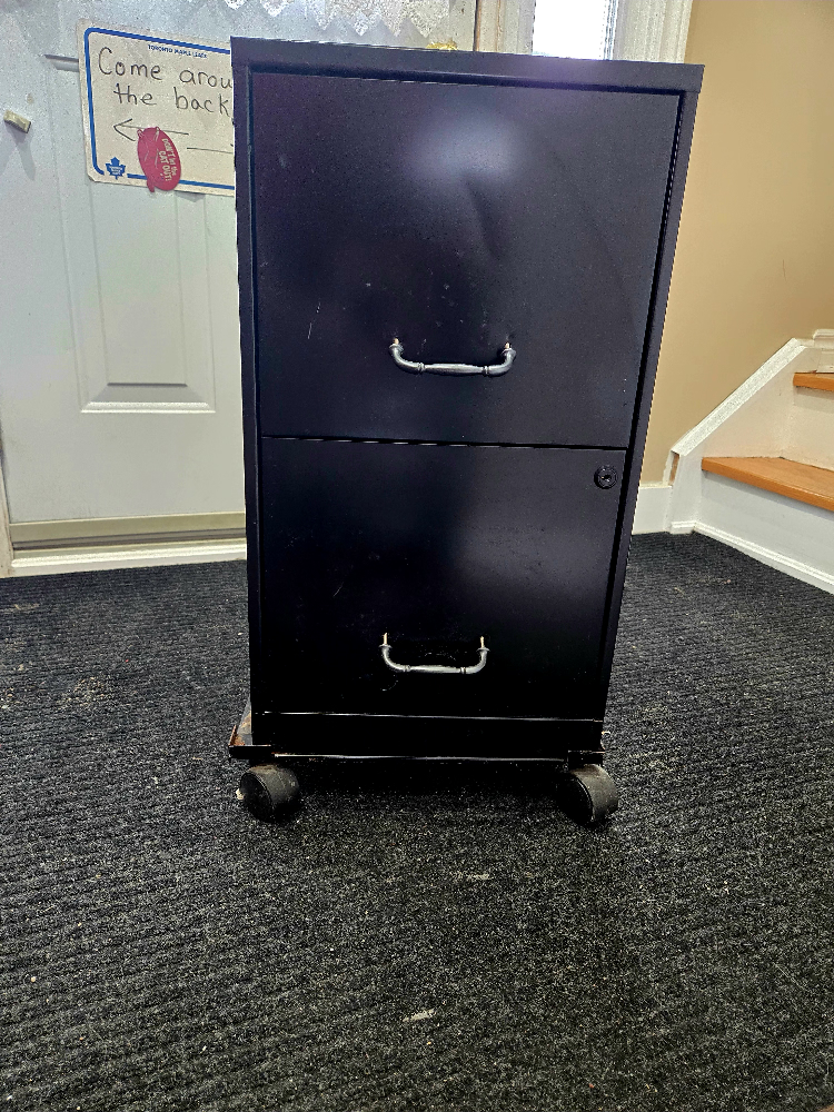 Black Metal Two-Drawer Mobile Filing Cabinet