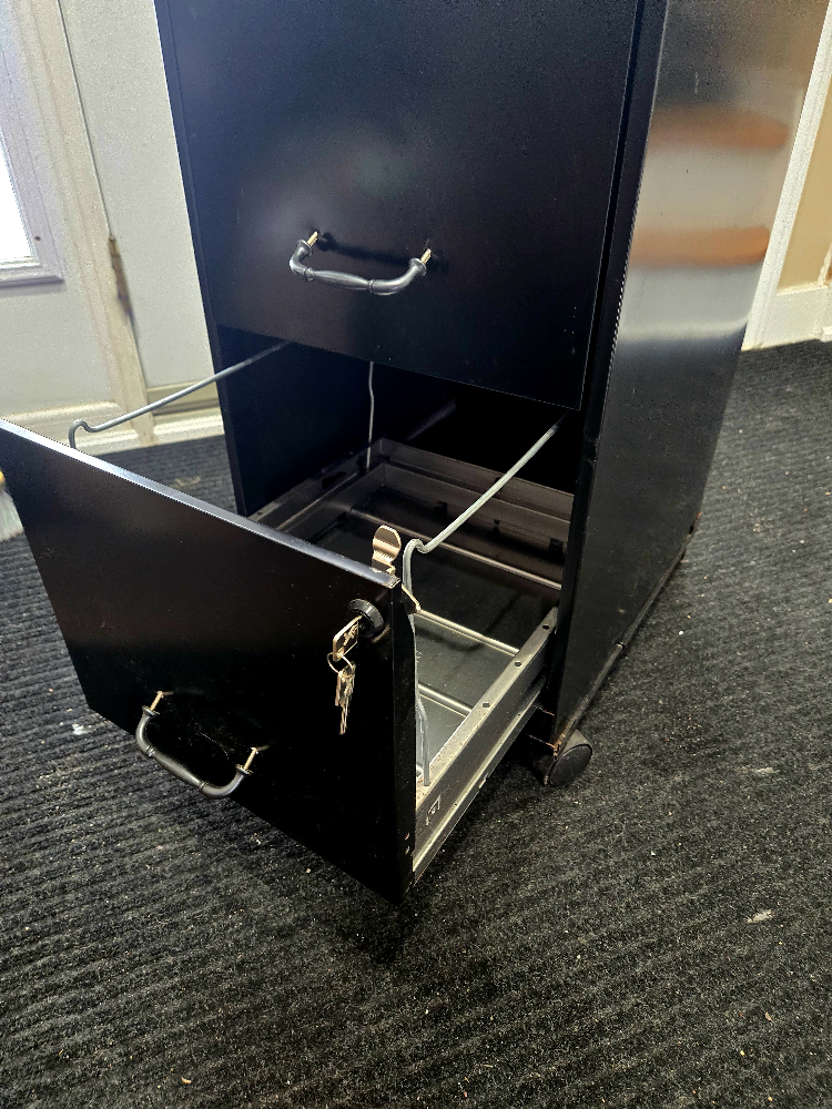 Black Metal Two-Drawer Mobile Filing Cabinet - photo 2