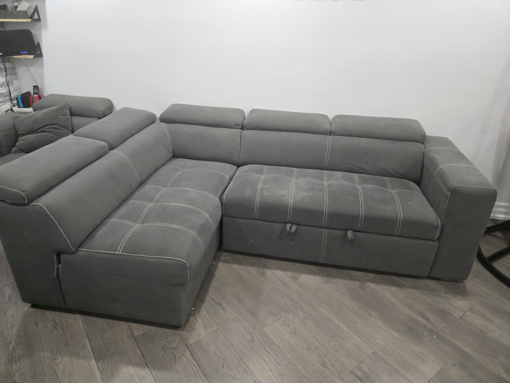 Grey Sectional Sofa with Recliner and Ottoman - photo 2