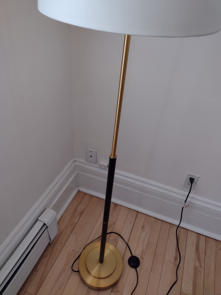 Gold and Black Floor Lamp with White Shade - photo 4