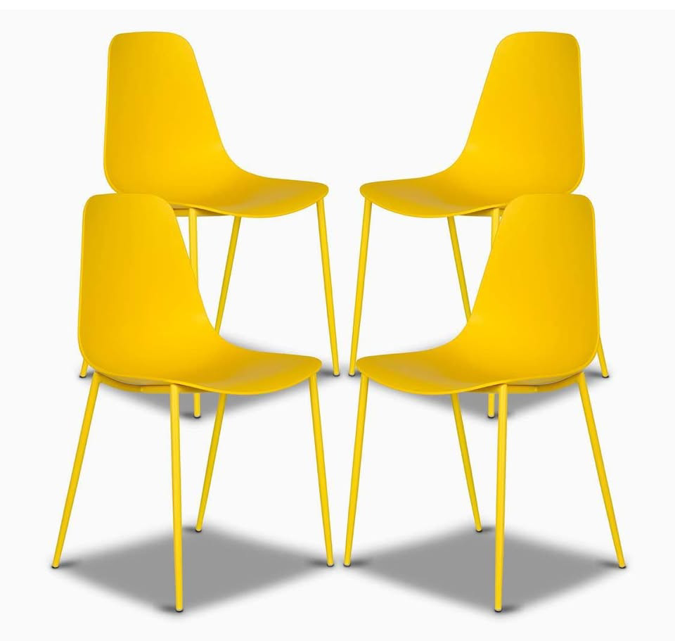 Set of Four ELLEN Yellow Dining Chairs