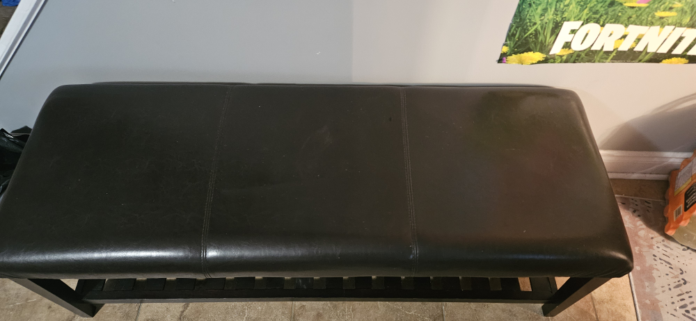 Black Leatherette Bench with Shoe Storage - photo 2