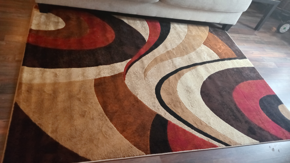 Abstract Area Rug - Red, Brown, Beige