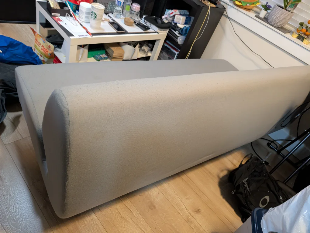 Grey Three-Seater Sofa with Pillows image indicator(3)