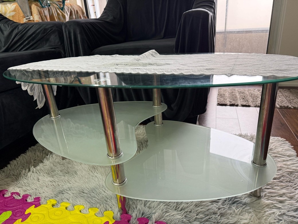 Glass Coffee Table with Chrome Legs