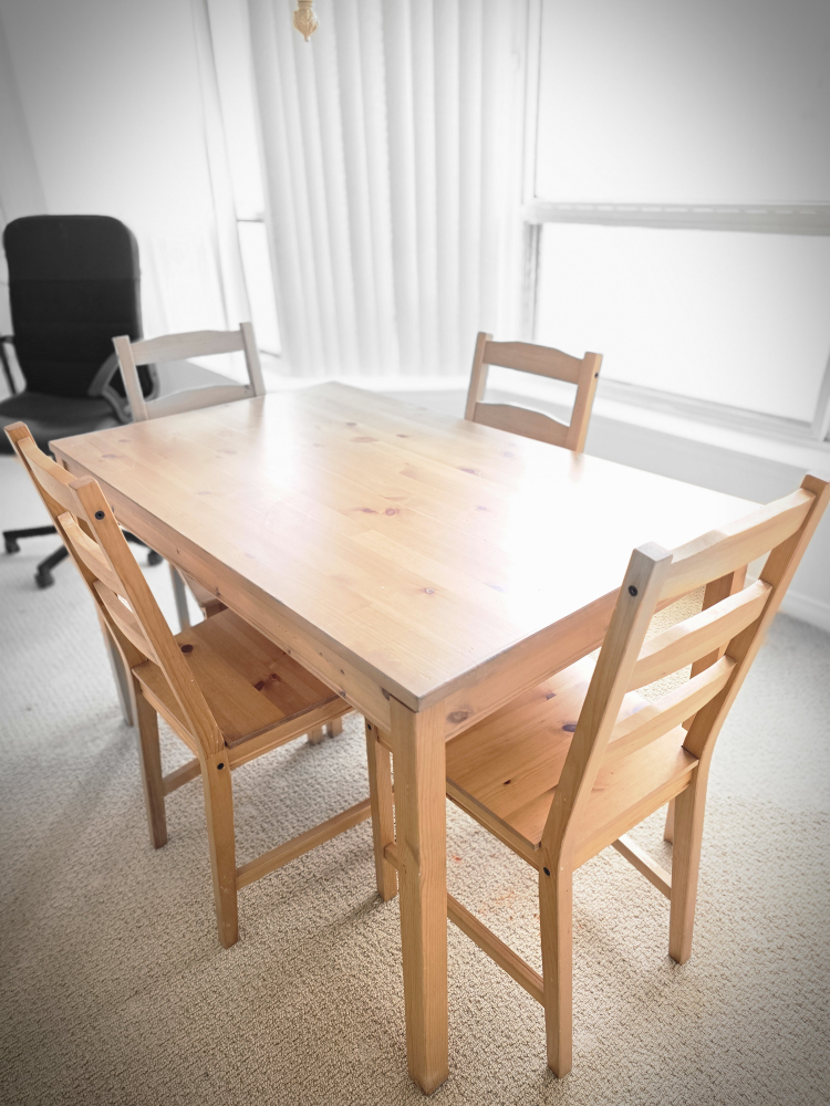 IKEA Wooden Dining Table and Four Chairs Set - photo 3