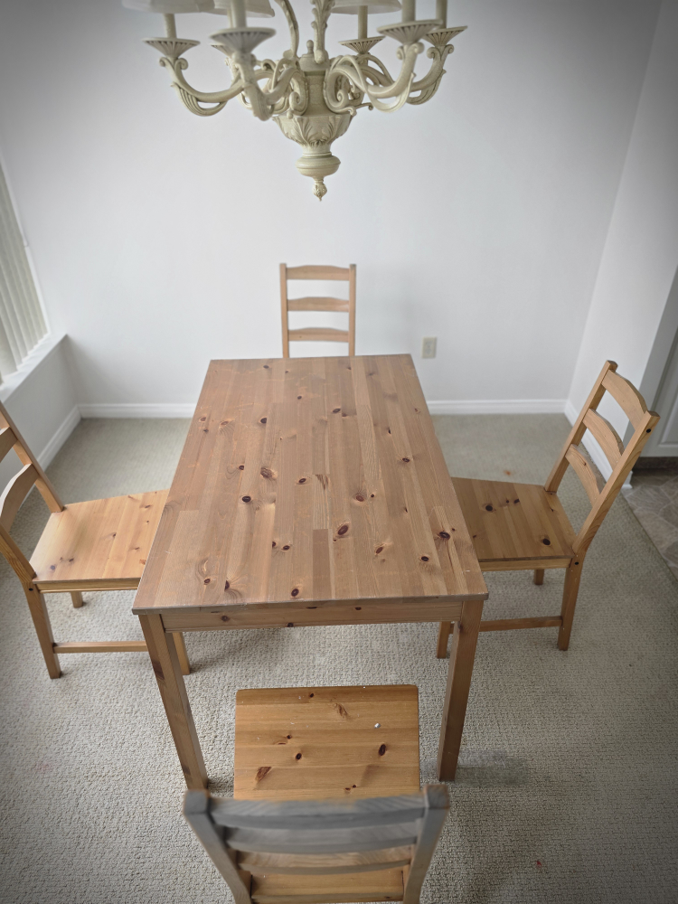 IKEA Wooden Dining Table and Four Chairs Set - photo 5