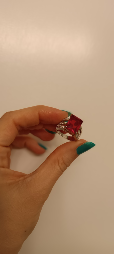 Stunning Red Gemstone Statement Ring. Silver plated . - photo 2
